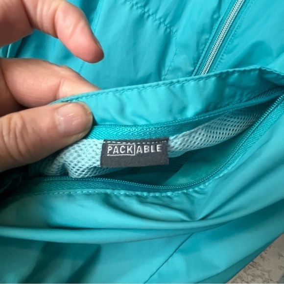 Columbia Nylon Blue Rain Wind Coat Large Packable - Picture 11 of 16